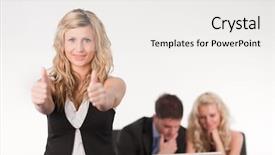  Presentation with leading change - Amazing presentation theme having thumb up to camera leading backdrop and a  colored foreground