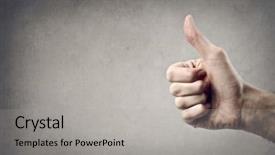  Presentation with upwards - Amazing theme having thumbs up - hand with thumb upwards backdrop and a light gray colored foreground