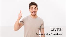  Presentation with image encryption based on dna - Presentation with thumbs up - image of attractive man 30s background and a lemonade colored foreground