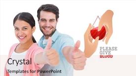  Presentation with donation - Cool new slide deck with thumbs up against blood donation backdrop and a lemonade colored foreground