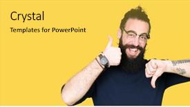  Presentation with hair colouring - PPT theme consisting of thumbs up and down disagreement background and a  colored foreground