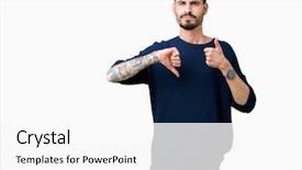  Presentation with conflict - Audience pleasing slides consisting of thumbs up and down disagreement backdrop and a  colored foreground