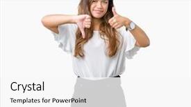  Presentation with conflict - Beautiful slides featuring thumbs up and down disagreement backdrop and a  colored foreground