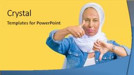  Presentation with middle eastern traditional dishes falafel - Beautiful PPT layouts featuring thumbs up and down disagreement backdrop and a yellow colored foreground