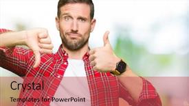  Presentation with conflict - PPT theme featuring thumbs up and down disagreement background and a  colored foreground