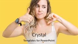  Presentation with beautiful midnight sun over - Amazing slide deck having thumbs up and down disagreement backdrop and a  colored foreground