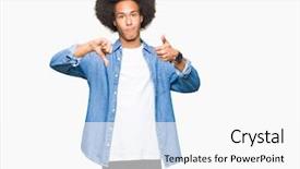  Presentation with african american - Theme enhanced with thumbs up and down disagreement background and a  colored foreground