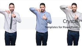  Presentation with collage - PPT layouts having thumbs up and down disagreement background and a  colored foreground