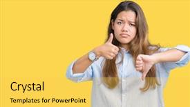  Presentation with conflict - Beautiful presentation featuring thumbs up and down disagreement backdrop and a  colored foreground