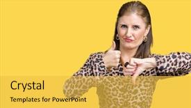  Presentation with rich - Presentation theme featuring thumbs up and down disagreement background and a yellow colored foreground