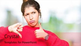  Presentation with sexy santa woman red - Cool new PPT layouts with thumbs up and down disagreement backdrop and a red colored foreground