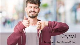  Presentation with conflict - Slide deck enhanced with thumbs up and down disagreement background and a tawny brown colored foreground