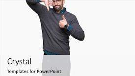  Presentation with conflict of interest - PPT layouts having thumbs up and down disagreement background and a white colored foreground