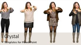  Presentation with collage - PPT theme featuring thumbs up and down disagreement background and a coral colored foreground