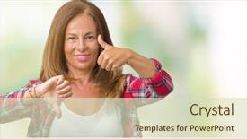  Presentation with conflict - PPT theme enhanced with thumbs up and down disagreement background and a soft green colored foreground