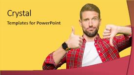  Presentation with conflict - Presentation consisting of thumbs up and down disagreement background and a yellow colored foreground