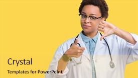  Presentation with doctor african - Amazing PPT theme having thumbs up and down disagreement backdrop and a yellow colored foreground