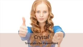  Presentation with teenage girl - Beautiful presentation theme featuring thumbs up and thumbs down backdrop and a coral colored foreground