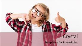  Presentation with farewell girl - PPT layouts enhanced with thumbs up and thumbs down background and a red colored foreground