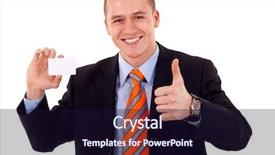  Presentation with business card - Colorful PPT layouts enhanced with thumbs up for the card backdrop and a wine colored foreground