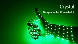  Presentation with led lights - Colorful presentation enhanced with thumbs-up-hand-covered backdrop and a forest green colored foreground