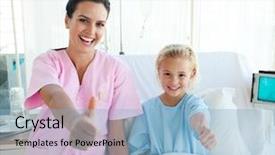  Presentation with doctor patient relations - Beautiful presentation design featuring thumbs up in the hospital backdrop and a light blue colored foreground