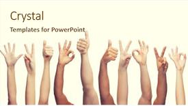 Presentation with human body parts - Beautiful theme featuring thumbs up ok and peace backdrop and a white colored foreground