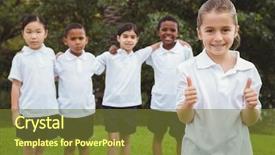  Presentation with school - Theme with thumbs up on school ground background and a  colored foreground