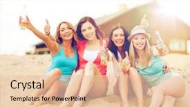  Presentation with holidays - PPT layouts having thumbs up on the beach background and a lemonade colored foreground