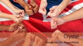  Presentation with immigration - Slide deck with thumbs up over british flag background and a coral colored foreground