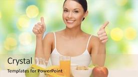  Presentation with green lights - Theme consisting of thumbs up over green light background and a coral colored foreground