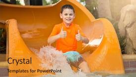  Presentation with fun fair swinging ride - Slide set enhanced with slide at an outdoor waterpark background and a gold colored foreground