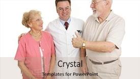  Presentation with senior couple - Slides with thumbs-up to their eye background and a coral colored foreground