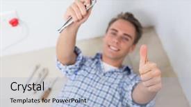  Presentation with diverse group of smiling people giving thumbs up - Cool new theme with hmong are an ethnic group backdrop and a coral colored foreground