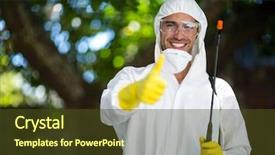  Presentation with sprayer - Audience pleasing slides consisting of thumbs up while holding insecticide backdrop and a tawny brown colored foreground