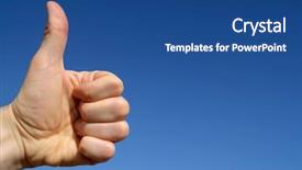  Presentation with dubai skyline on blue sky - PPT layouts featuring left hand - thumbs up with blue sky background and a ocean colored foreground