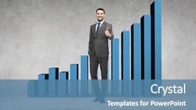  Presentation with business growing - Presentation enhanced with thumbs up with growing chart background and a teal colored foreground