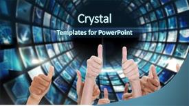  Presentation with digital earth abstract blue - Slide deck consisting of thumbsup against vortex of digital background and a ocean colored foreground