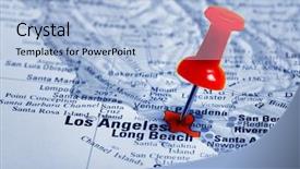  Presentation with focus - Amazing PPT theme having thumbtack in a map backdrop and a light blue colored foreground