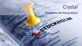  Presentation with focus - Beautiful presentation theme featuring thumbtack in a map backdrop and a sky blue colored foreground