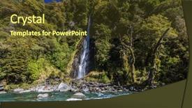  Presentation with river or creek - Colorful PPT theme enhanced with thunder creek waterfall in mt backdrop and a tawny brown colored foreground