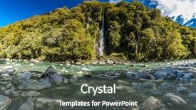  Presentation with waterfall - Presentation theme having thunder creek waterfall in mt background and a gray colored foreground