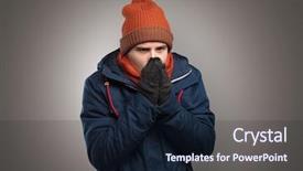  Presentation with clothing - Cool new presentation theme with thunder snow - handsome young boy freezing backdrop and a  colored foreground