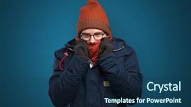  Presentation with clothing - Presentation theme having thunder snow - handsome young boy freezing background and a  colored foreground