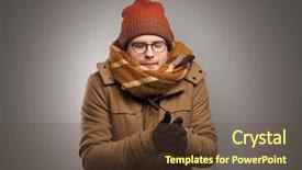  Presentation with clothing - Cool new presentation theme with thunder snow - handsome young boy freezing backdrop and a tawny brown colored foreground
