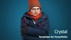  Presentation with space - Beautiful presentation theme featuring thunder snow - handsome young boy freezing backdrop and a  colored foreground