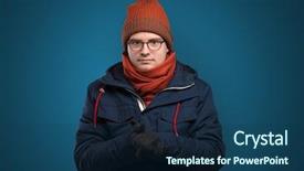  Presentation with copy space - Audience pleasing PPT theme consisting of thunder snow - handsome young boy freezing backdrop and a navy blue colored foreground