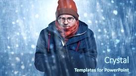  Presentation with concept - Theme having thunder snow - handsome young boy shivering background and a ocean colored foreground