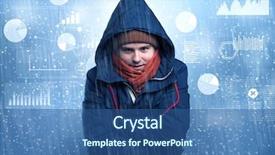  Presentation with young hackers in the concept - Theme consisting of thunder snow - young businessman shivering with graphs background and a ocean colored foreground