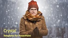  Presentation with clothing - Audience pleasing slides consisting of thunder snow - young man freezing in warm backdrop and a  colored foreground